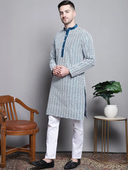 Sequin Embroidered Silk Blend Kurta with Pyjamas-Works