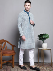 Sequin Embroidered Silk Blend Kurta with Pyjamas-Works
