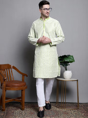 Sequin Embroidered Silk Blend Kurta with Pyjamas-SD