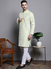 Sequin Embroidered Silk Blend Kurta with Pyjamas-SD