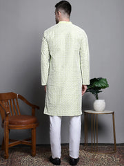 Sequin Embroidered Silk Blend Kurta with Pyjamas-SD