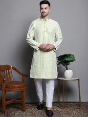 Sequin Embroidered Silk Blend Kurta with Pyjamas-SD