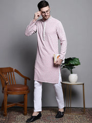 Sequin Embroidered Pure Cotton Kurta with Pyjamas-JOKP P5008