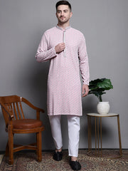 Sequin Embroidered Pure Cotton Kurta with Pyjamas-JOKP P5008