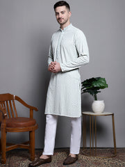 Sequin Embroidered Pure Cotton Kurta Styled with Pyjamas