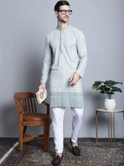 Men's Chikankari Embroidered Style Kurta with Pyjama