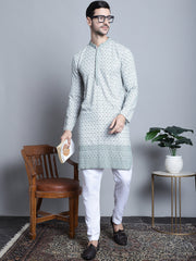 Men's Chikankari Embroidered Style Kurta with Pyjama