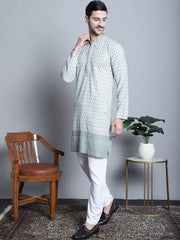 Men's Chikankari Embroidered Style Kurta with Pyjama