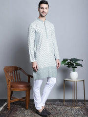 Men's Chikankari Embroidered Style Kurta with Pyjama
