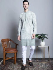 Men's Chikankari Embroidered Style Kurta with Pyjama
