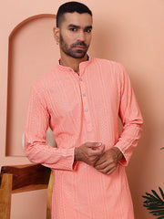 Men's Sequins Embroidered Kurta with Pyjama-JOKP-PS