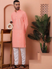 Men's Sequins Embroidered Kurta with Pyjama-JOKP-PS
