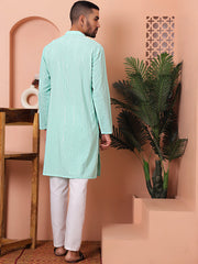 Men's Sequins Embroidered Kurta with Pyjama-JOKP-PA