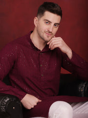 Men's Sequins Chikankari Kurta with Pyjama ( JOKP P 5018Purple )