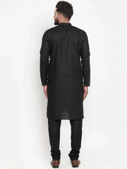 DesiQlo Men's Solid Dobby Kurta Payjama Set ( JOKP 501 Black D )