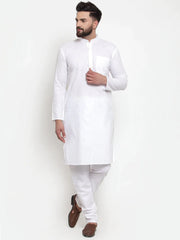 DesiQlo Men's Solid Dobby Kurta Payjama Set ( JOKP 501 White D )