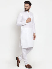 DesiQlo Men's Solid Dobby Kurta Payjama Set ( JOKP 501 White D )