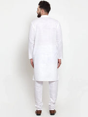 DesiQlo Men's Solid Dobby Kurta Payjama Set ( JOKP 501 White D )
