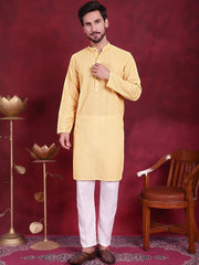 Men's Chikankari Embroidered Kurta Pyjama Set ( JOKP 5021 Beige )