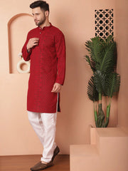 Men's Chikankari Embroidered Kurta Pyjama Set-JOKP-PT