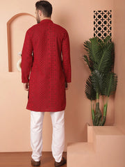 Men's Chikankari Embroidered Kurta Pyjama Set-JOKP-PT