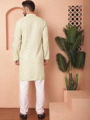 Men's Chikankari Embroidered Kurta Pyjama Set-JOKP-PA