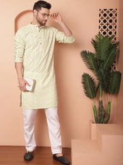 Men's Chikankari Embroidered Kurta Pyjama Set-JOKP-PA