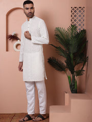 Men's Embroidered Kurta Pyjama Set-JOKP-P