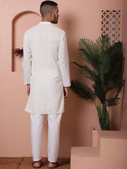 Men's Embroidered Kurta Pyjama Set-JOKP-P