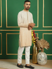 Men's Sequins Good Embroidered Kurta with Pyjama-JOKP-P