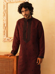 Sequins Embroidered Kurta Pyjama Set for Men-JOKP-P