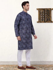 Men's Printed Kurta with Churidar-JOKP-P