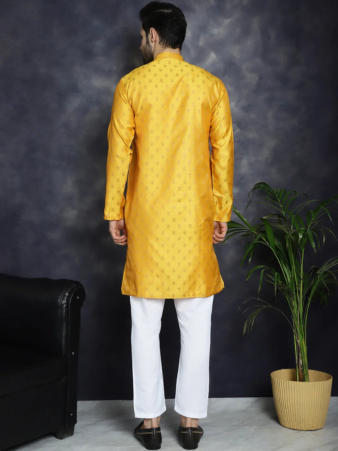 Mustard Silk Blend Kurta Pajama Set | Mens Kurta Pajama