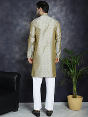 Woven Design Silk Blend Kurta with Pyjama ( JOKP P 5032Pista )