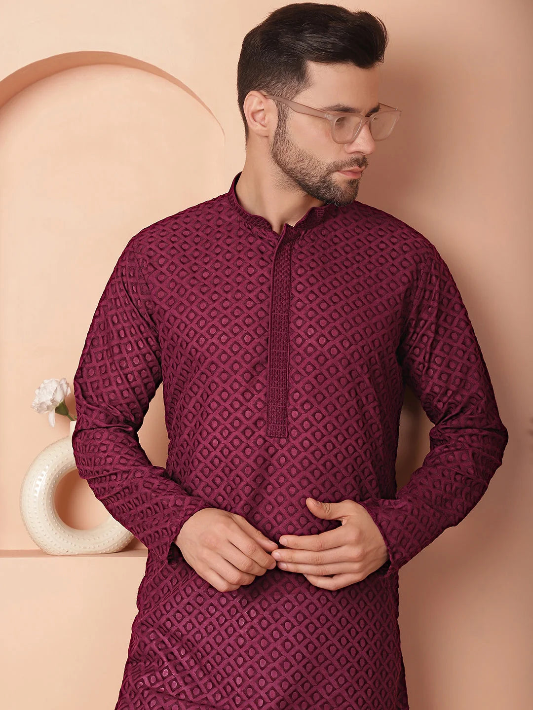 Chikankari Pure Cotton Kurta with Churidar-JOKP-PAE