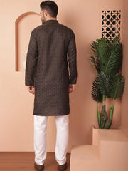 Woven Design Silk Blend Kurta with Pyjama-JOKP-PA
