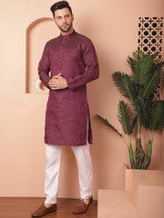 Woven Design Silk Blend Kurta with Pyjama-JOKP-P