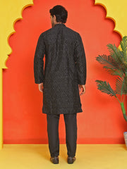 Embroidered Mirror Work Kurta Payjama Sets ( JOKP B-P 5035 Black )