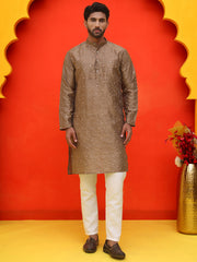 Embroidered Mirror Work Kurta Payjama Sets ( JOKP P 5035 Brown ) [FF] [E-10]