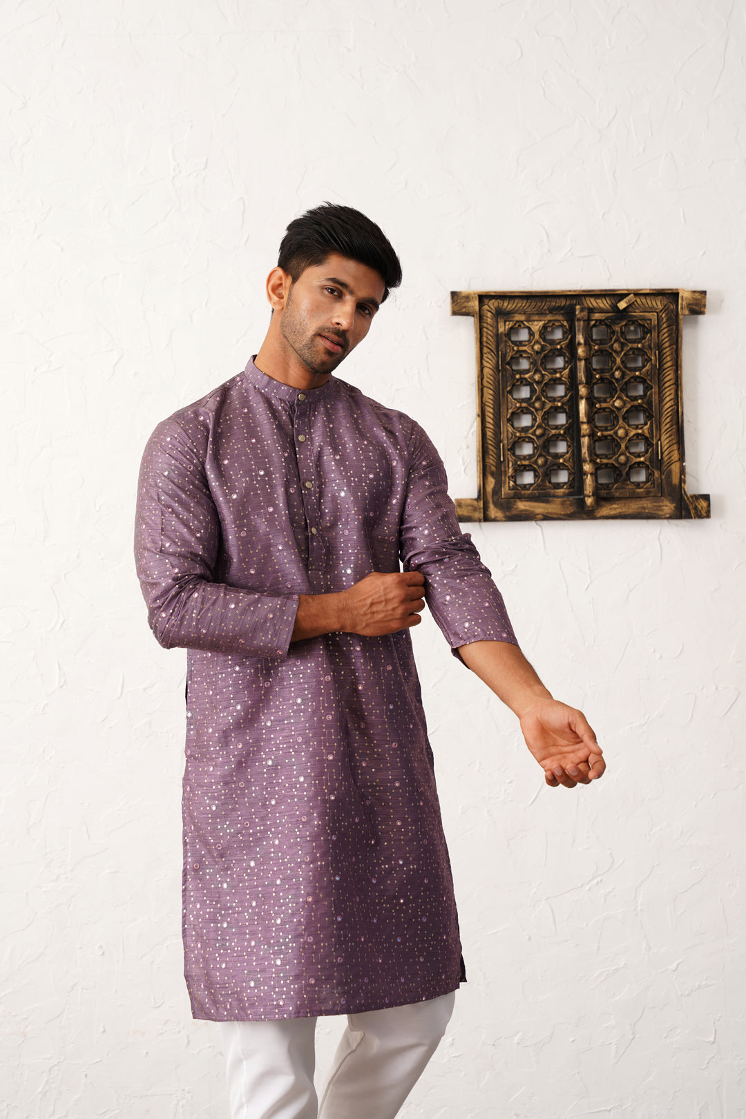 Men's Embroidered Mirror Work Kurta Payjama Sets-JOKP-P
