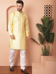 Men's Embroidered Mirror Work Kurta Payjama Sets-JOKP-IP