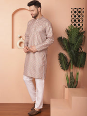 Peach Foil Printed Kurta with Pyjama-JOKP-P