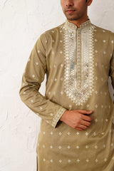Men's Sequins Embroidered Kurta Pyjama Set-JOKP-P