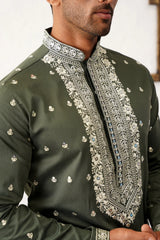 Men's Chikankari Embroidered Kurta Pyjama Set-JOKP-PE