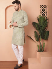 Chikankari Pure Cotton Kurta with Pyjama-JOKP-PS