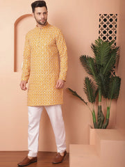 Chikankari Pure Cotton Kurta with Pyjama-JOKP-PT