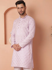 Chikankari Pure Cotton Kurtas-KO-5041Purple