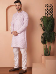 Chikankari Pure Cotton Kurta Solid with Pyjama-JOKP-P
