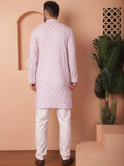 Chikankari Pure Cotton Kurta Solid with Pyjama-JOKP-P