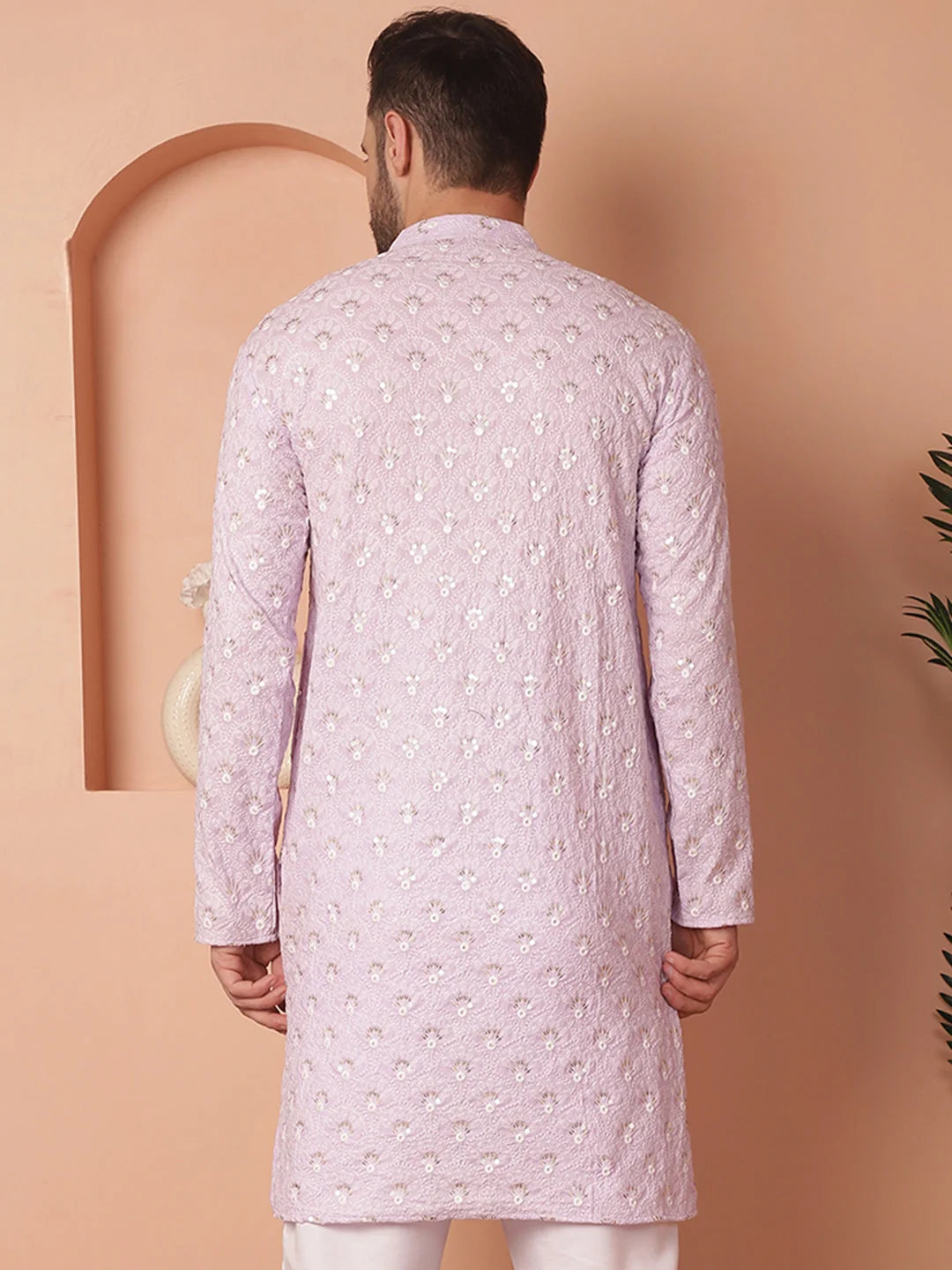 Purple Chikankari Cotton Indian Kurta for Men | Men's Kurta